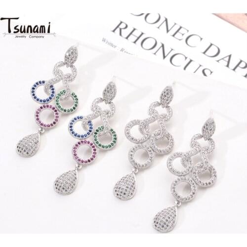 Circle Fashion Cute Bling Micro-inlaid Zircon Crystal Earrings For Women Temperament Personality Christmas Gifts Jewelry
