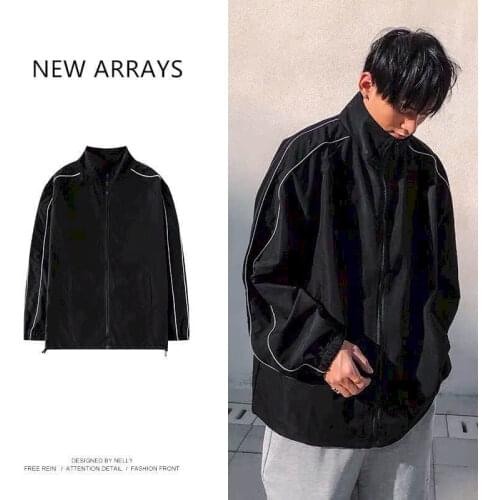 Spring oversize jacket mens early autumn Korean trendy thin coat loose versatile baseball top Harajuku simple sports style coat