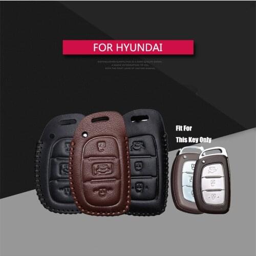 Best Sale Leather Car Key Case Cover For Hyundai I30 I20 Solaris I10 I30 I40 IX20 IX35 Santa fe Key Holder Key Parts Skin Shell