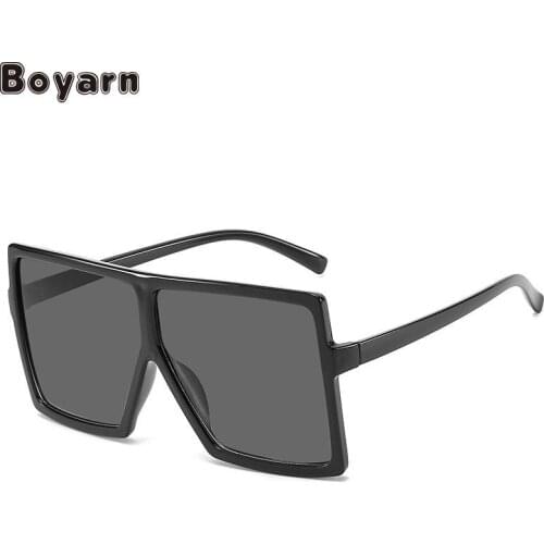 Boyarn 2021 Flat Top Square Sunglasses For Women Fashion Retro Gradient Sun Glasses Men Multicolor Big Frame Eyewear UV400
