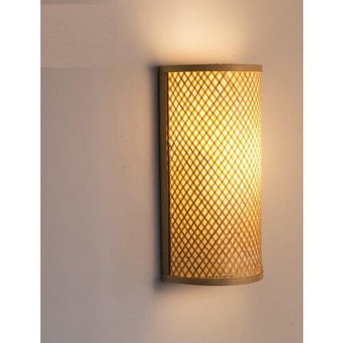 New Chinese style antique Chinese wind hotel room corridor aisle staircase works bamboo wood wall lamp