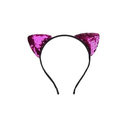 Glitter Can flip Sequins Cat Ear Girl Hairband Headband Hair Hoop for Girls Women Cat Ear Hair Bands Halloween Headdress Gifts