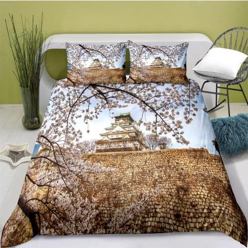 3D Printing Japanese Urban Style Quilt Cover with Pillowcase Bedroom Decoration Queen Size Bedding Bedroom Set King Size Bed