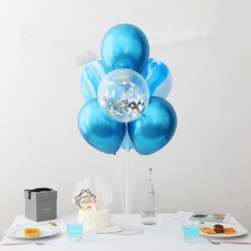 7 Tube Blue Balloon Stand Boy Birthday Balloon Holder Set Metallic Balloon Table Decorations Kids Birthday Globos Balloons