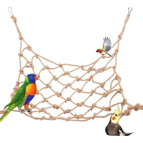 Hanging Parrot Climbing Net Bird Stand Net Hammock With Hook Swing Rope Net Bird Climb Chewing Pet Bird Toys