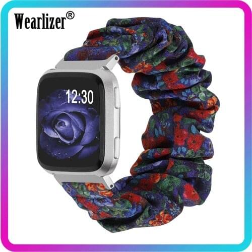 Wearlizer Elastic Scrunchie Watch Strap for Fitbit Versa Band Solo Loop Wristband for Fitbit Versa 2 Women Fabric Elastic Straps