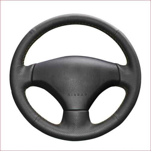 Hand-stitched DIY Black PU Artificial Leather Car Steering Wheel Cover for Peugeot 206 200 2008 -2009 Peugeot 207 Citroen C2