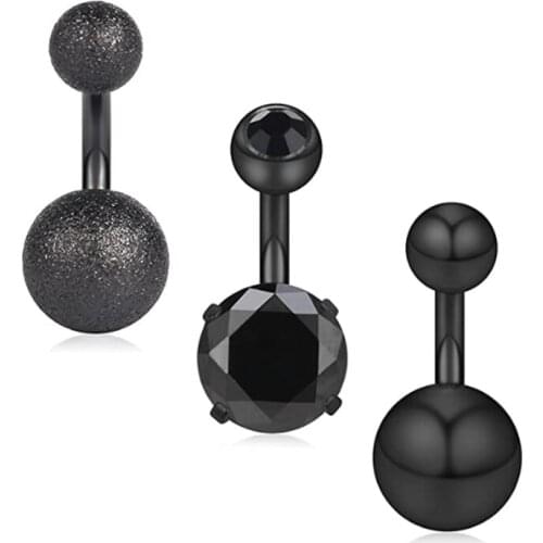 14G 6mm 1/4 Inch 316L Surgical Steel CZ Short Belly Earring Navel Button Rings 3-10PCS