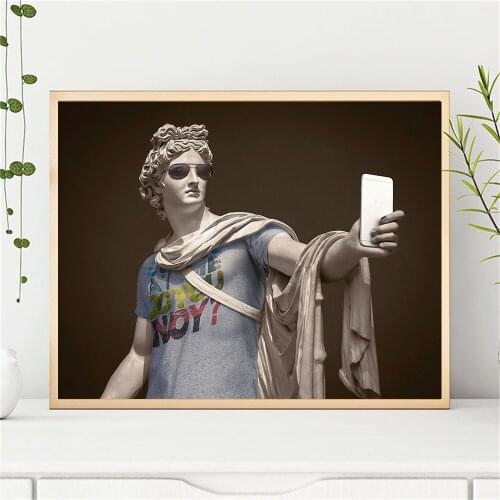 Nordic David Wear Clothes Sculpture Selfie Posters And Prints Wall Art Canvas Paintings Pictures Living Room Home Decoration