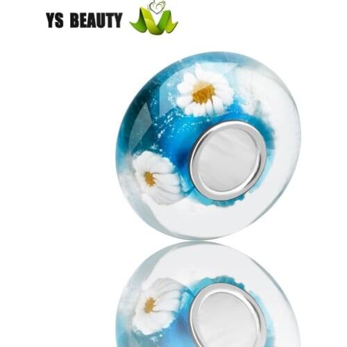 Sunflower flower glass beads manufacturers original design direct glass beads amulet Silver 925 bracelet beads DIY jewelry
