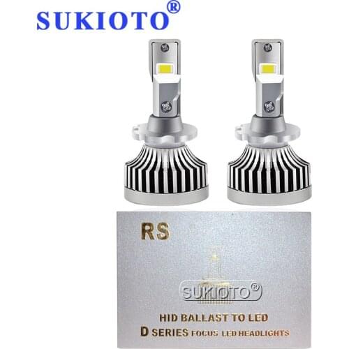 SUKIOTO Upgrade Modified 100W 6000K White RS D2S LED Headlight Bulbs D1S D3S Canbus Auto Car LED Headlamp D2R D4R D4S D5S D8S