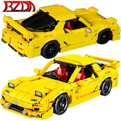 SEMBO High-tech Racing Car Classic JAPAN Sport Car Building Block Model Pull Back Vehicle MAZDA RX7 Bricks Gifts Diy BoysToys