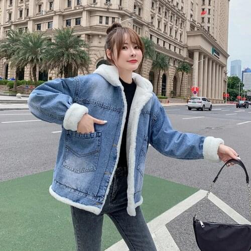 Winter Plus Velvet Warm Denim Jacket Womens 2020 New Trend Long Sleeve Hooded Coat Cotton Surcoat High Quality Cowboy Jacket