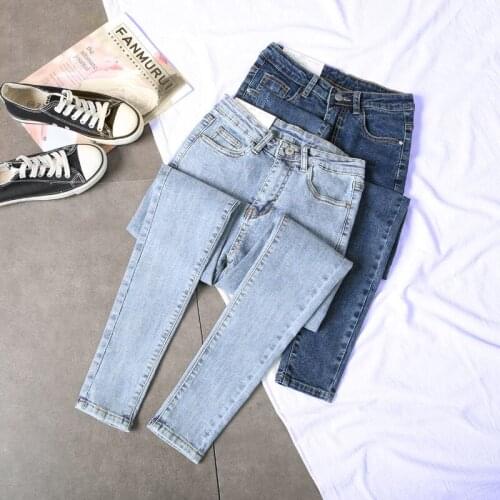 Korean Streetwear Pencil Fashion Jeans Autumn 2021 Vintage Women Denim Pants Spring High Waist Stretch Elastic Denim Trousers