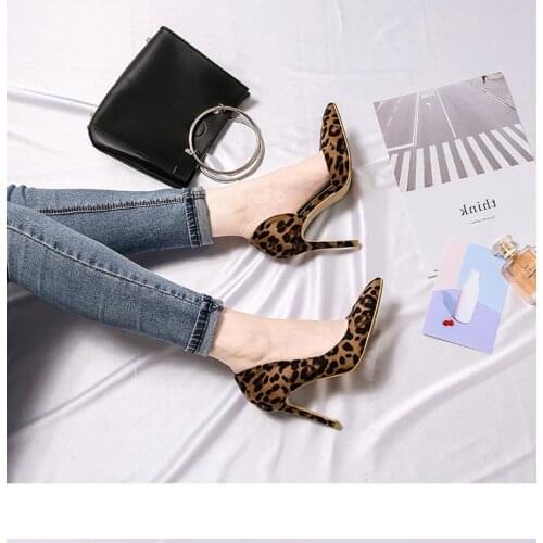 Autumn Sexy Leopard Women Shoes High Heels 6-10CM Elegant Office Pumps Shoes Women Animal Print Pointed Toe Luxury Singles Shoes