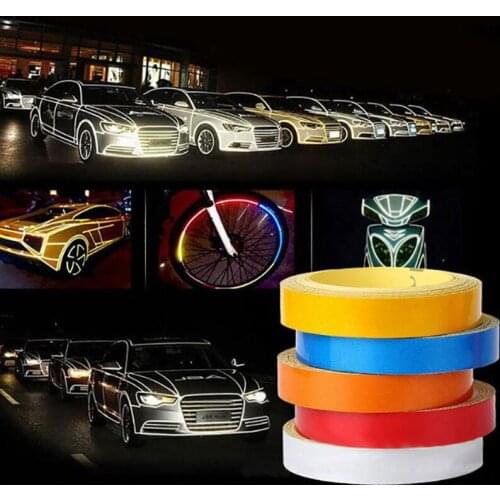1Pcs Night Car Warning Reflective Tape 1cm*5meter Automotive Body Motorcycle Decoration Reflective Strips Car Safe Protective
