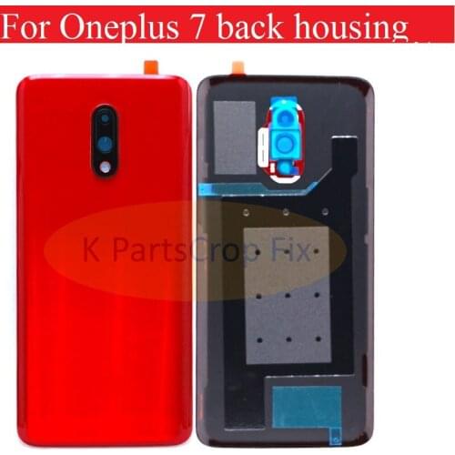 100% New Glass For Oneplus 7 Back Housing Back Cover With camera len Battery Case with logo Replacement