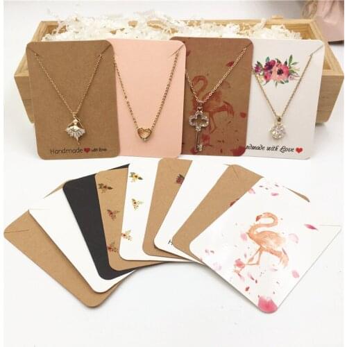 200Pcs 7.8x5.6cm Colorful Jewelry Packaging Card Cardboard Necklace Packaging Tags Printed Marble/Flower/Flamingo