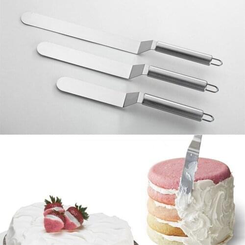 3pcs/set 6/8/10 Inches Stainless Steel Butter Cake Cream Knife Spatula for Cake Smoother Icing Frosting Spreader Fondant Pastry