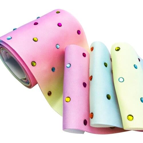 David accessories 3'' 75mm Sequins Rainbow Grosgrain Ribbon 10Yards, DIY Wedding Party Material Supplies,10Yc4520