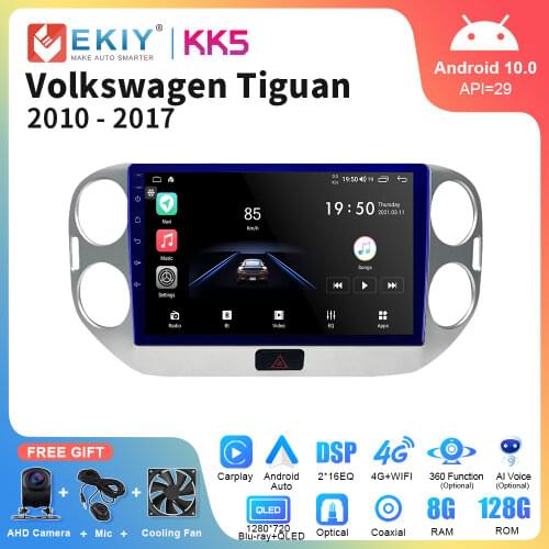 EKIY All-in-One Android 10 Car Radio For Volkswagen VW Tiguan 2010-2017 GPS Navigation Multimedia Player Stereo Autoradio No DVD