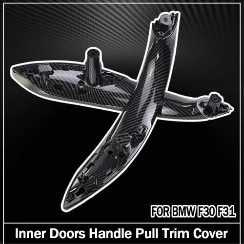 Car Styling Carbon Fiber Front Rear Left / Right Car Interior Door Pull Handle Trim Cover For BMW F30 F80 F31 F32 F33 F35 13-18