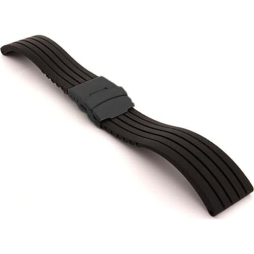 Black Rubber Silicone Replacement Watch Band Strap PVD Double Locking Buckle for samsung gear S3 Glassic / Frontier for TW watch