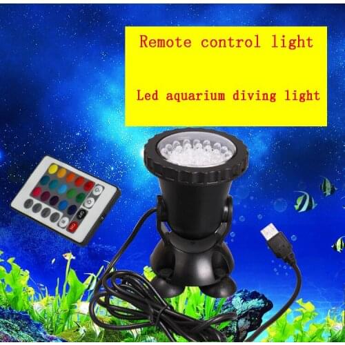 Colorful led remote control changing light spotlight t lighting lamp diving aquarium fish tank rockery pool garden landscaping