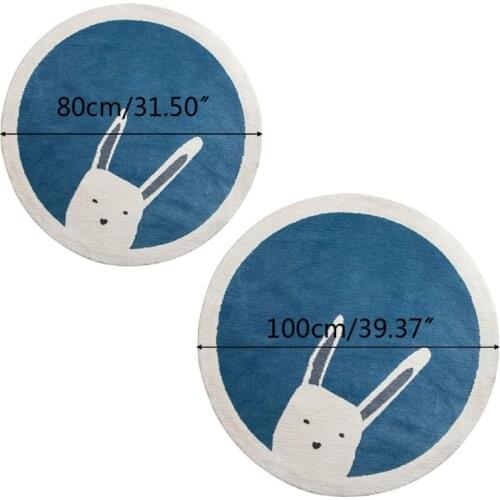 Baby Play Mat Crawling Carpet Kids Room Floor Rug Round Cartoon Rabbit Print Pad