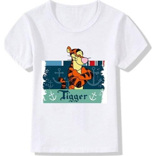 Disney Cartoon Kids T-Shirt Winnie The Pooh Short Sleeved Tiger Bear T-Shirts Summer Children Clothing Boys/Girls Tops Clothes