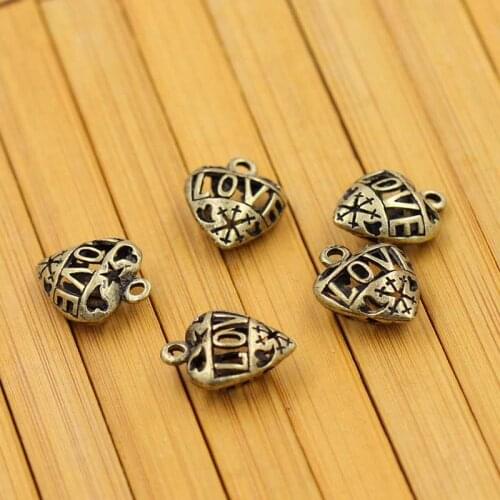 5 PCS/Lot) DIY Retro alloy Pendant Bronzed Hollowing small Love Charms for Keychain Necklace Fitting Bags accessories DT0242