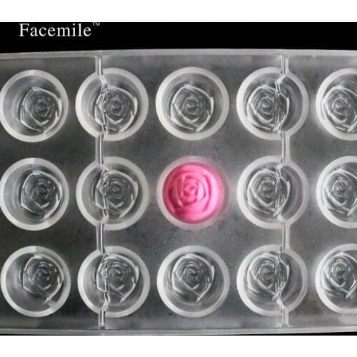 Facemile Rose Flower polycarbonate Chocolate Plastic Candy Mold Baking Pastry Tool Baking Tray 54009 Gift