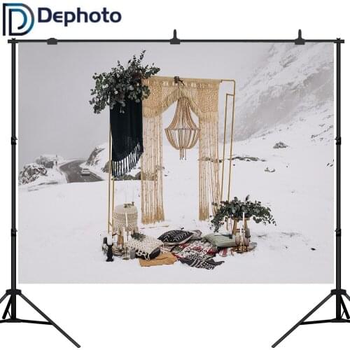 Dephoto Wedding Photography Backgrounds Winter Snow Mountain Road Christmas Decorations Fotografia Photo Backdrop Studio Props