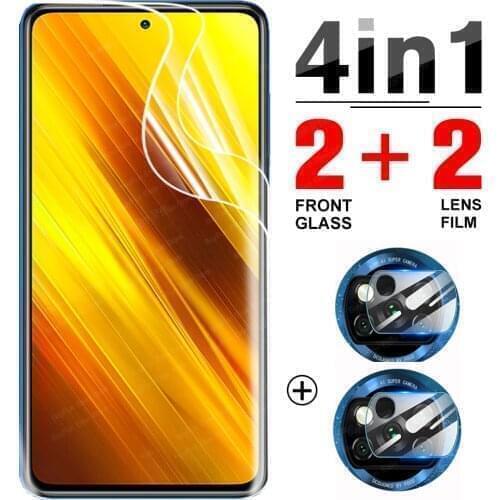 4-in-1 Hydrogel Film for Xiaomi Poco X3 NFC Full TPU Screen Protector Film For Poco X3 M3 F3 Pro protective film not glass
