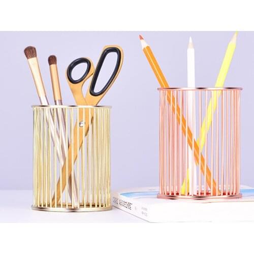 Round Makeup Brush Pen Holders Office Desktop Stationery Pen Holder Storage Box, School Office Hollow Pencil Container Organizer