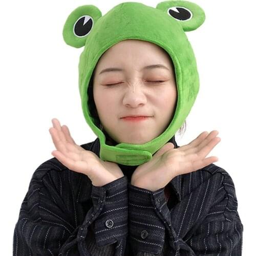 Novelty Caps Funny Big Frog Eyes Cute Cartoon Plush Hat Toy Green Full Headgear Cap Cosplay Costume Party Dress Up Photo Prop