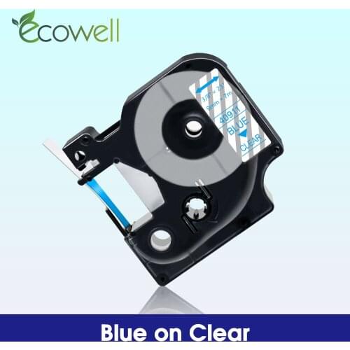 Ecowell 9mm 40911 tpae compatible for dymo D1 40911 label tape Blue on Clear for dymo LabelManager 160 210D 280 360D label maker