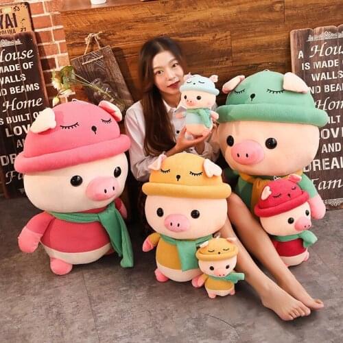 Cute Scarf Pig Plush Toys Colorful Pig with Clothes Stuffed Cute Animal Pig Plush Toys for Children Kids Appease Doll Gift