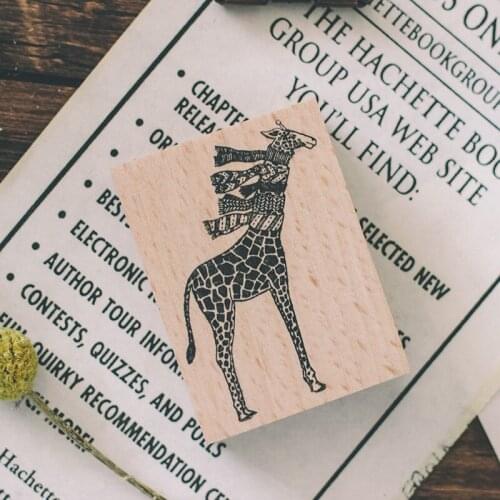 Cute Giraffe Sketch Stamp DIY Wood Stamps Handmade Wooden Seal Chop For Letters Diary Hand Account Invitation Card Decor Gift
