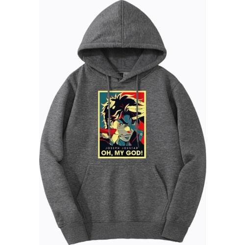 Japan Anime Hoodies Men Jojos Bizarre Adventure JO JO Stand Power Oh My God Joseph Joestar Hoody Winter Warm Fashion Streetwear