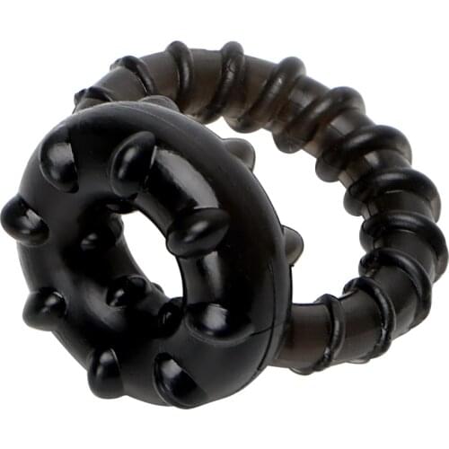 IKOKY Dual Penis Ring Enlargement Delay Ejaculation Male Erection Stretcher Cheap Things Cock Ring Sex Toys for Men