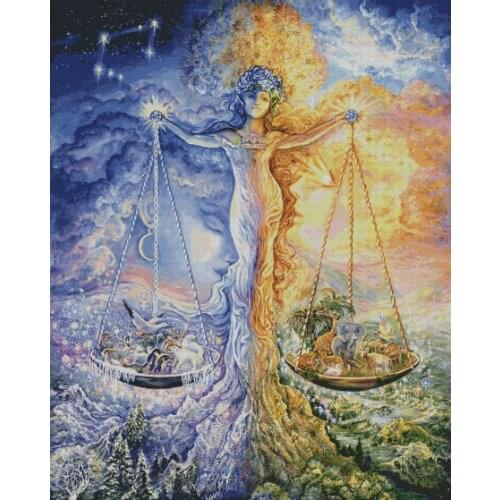 Large version Libra Zodiac Top Quality Embroidery Needlework 14CT Unprinted Cross Stitch Kits DIY Art Handmade Home Decor