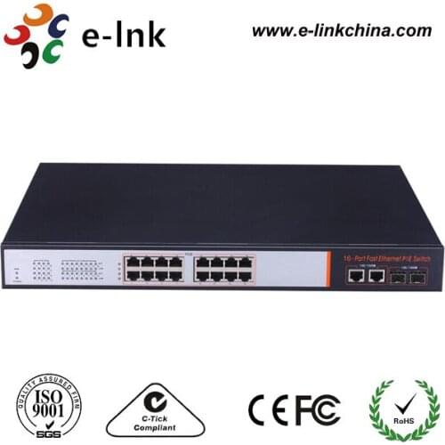 Unmanaged 10/100Mbps 16 port PoE Switch with 1000M SFP port