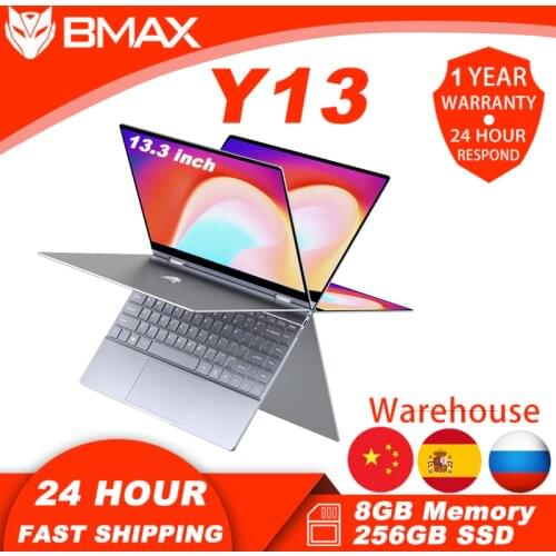 Bmax Y13 Laptop 360° Rotating 13.3 inch Windows 10 8GB RAM 256GB SSD 1920*1080 IPS touch screen Intel Celeron N4120 notebook