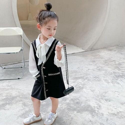 New Children Autumn Dress For Princess Black Party Dresses Long Sleeves Clothing For Baby Girl Elegent Little Lady Dress