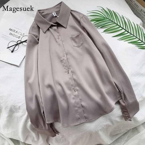 Office Lady Women Turn-Down Collar Pocket Blouse Fashion Long Sleeve Shirt Autumn Button Shirt Feminina White Tops Blusa 11360