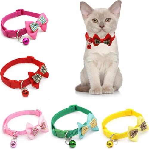 5PCS Pet Collar Cute Adjustable Bowknot Dog Collar Bell Collar for Cats Dogs Pet Accessory