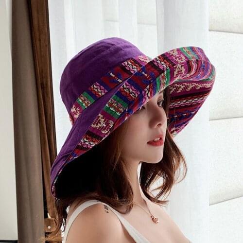 Cotton Print double sided wear Bucket Hat Fisherman Hat outdoor travel elegant lady hat Sun Cap Hats for Women