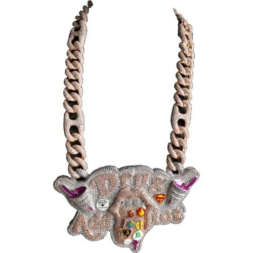 Factory Directly Sale Cubic Zirconia Customized Initial Necklace,Large Size Name plate Ice Out Personal Gift For Boyfriend