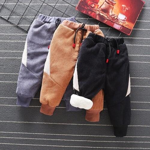 New Girls Boys Winter Pants Cotton Cartoon Thick Warm Trousers add cotton Pants 0-4 Years Elastic Leggings Baby Kids long Pants